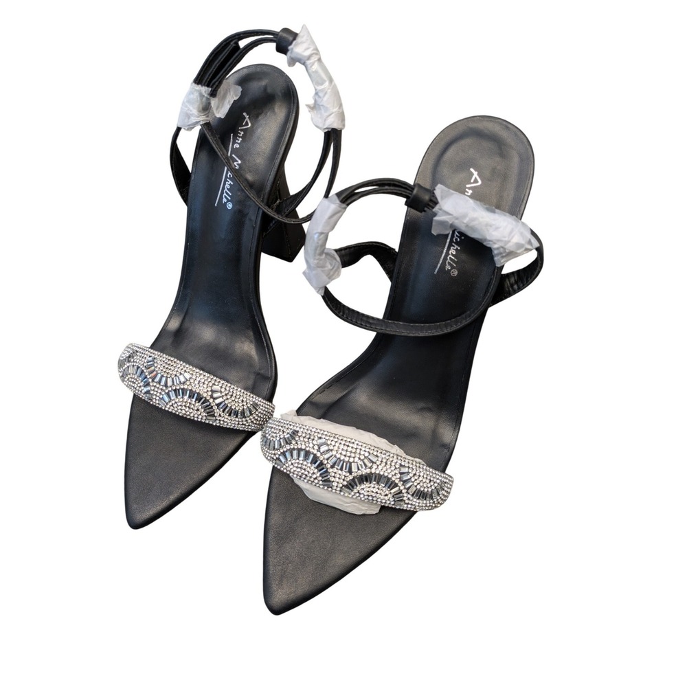 NEW Anne Michelle Women's Size‎ 10 Stiletto Formal Heels Black Rhinestone